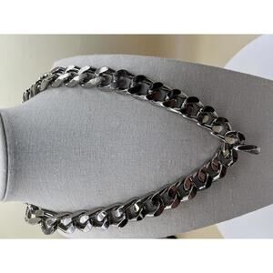 Silver Tone Chunky Thick Chain Necklace